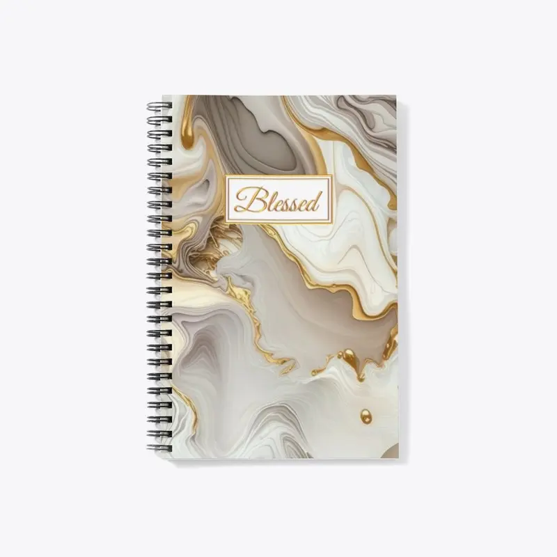 "Blessed" Gold Gray Cream Journal