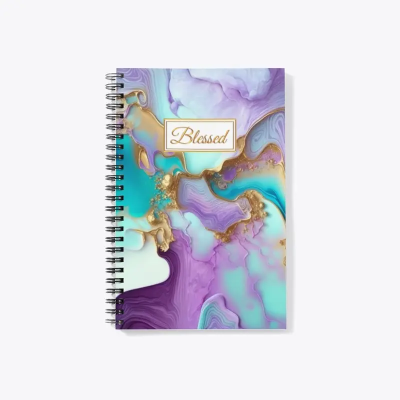 "Blessed" Aqua Purple Gold Journal